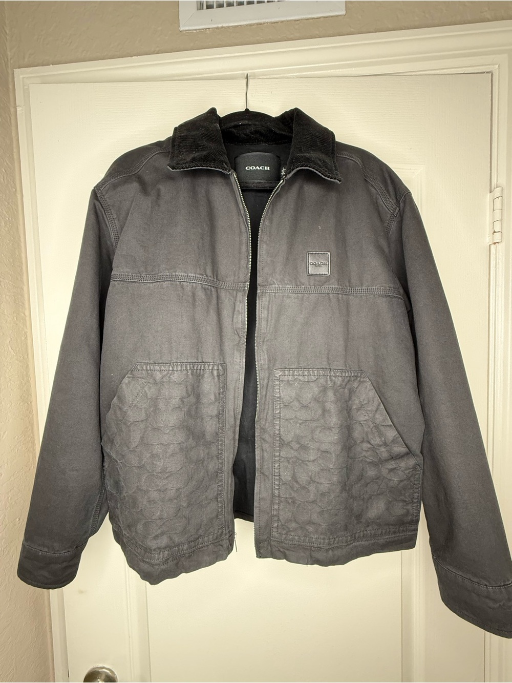 COACH Black Cotton Zip-Up Jacket CW691-BLK